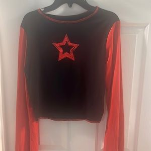 Black and Red Star Crop Top